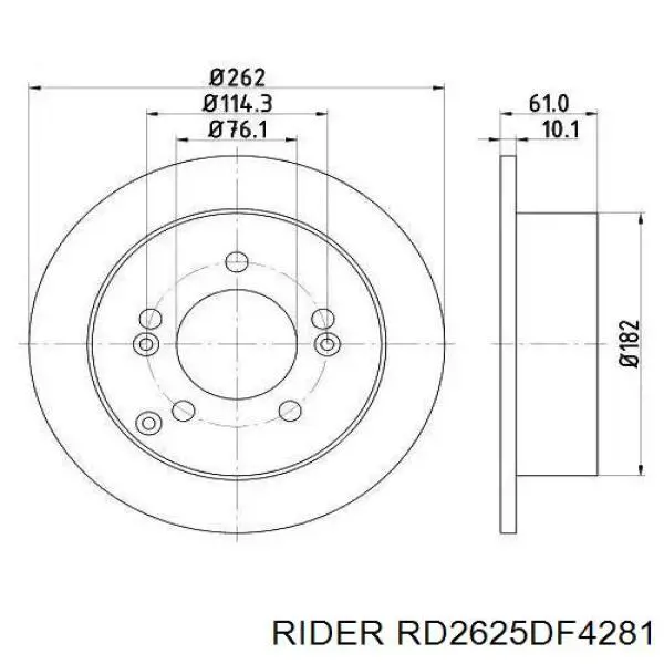 Задний тормозной диск Rider RD2625DF4281 цена, от 19.73 USD