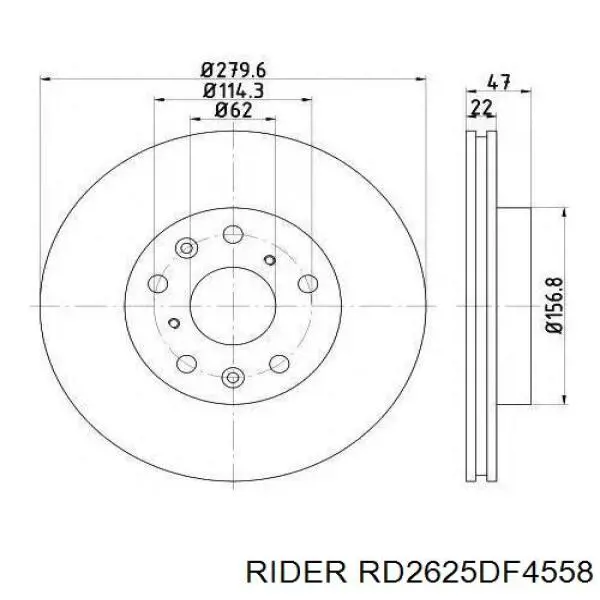 Задний тормозной диск Rider RD2625DF4558 цена, от 23.15 USD