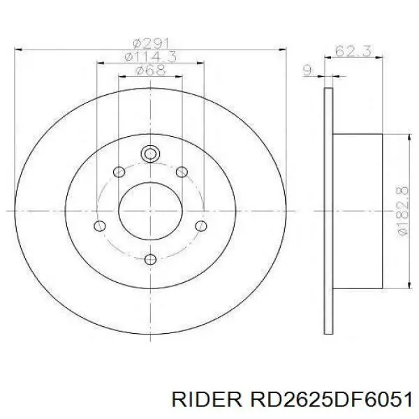 RD2625DF6051 Rider диск тормозной задний