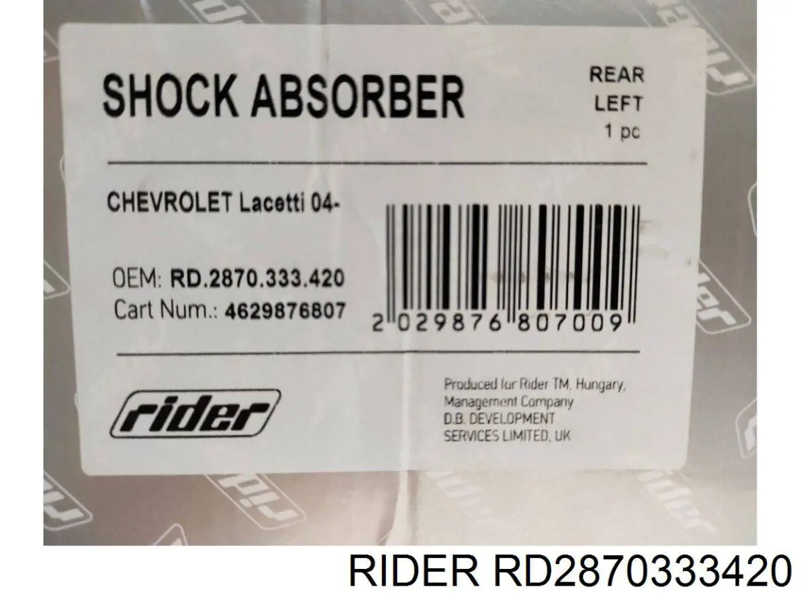 Купить RD2870333420 Rider Амортизатор задний, левый