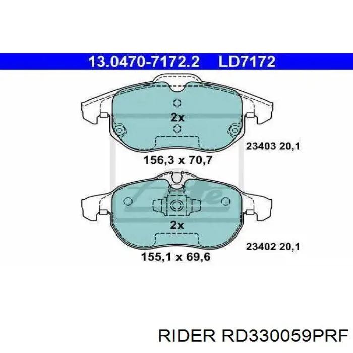 Передние тормозные колодки RD330059PRF Rider