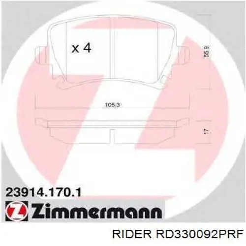 Колодки дисковые  Rider RD330092PRF цена, от 18.59 USD
