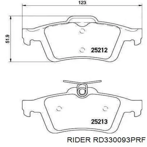 RD330093PRF Rider Колодки тормозные дисковые комплект