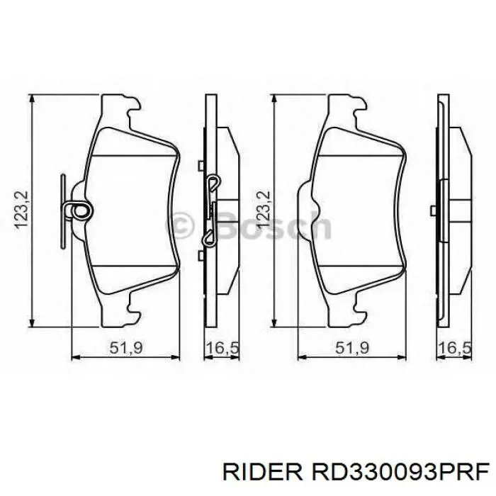Колодки дисковые  Rider RD330093PRF цена, от 28.18 USD