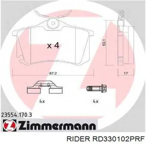 RD330102PRF Rider Колодки тормозные дисковые комплект