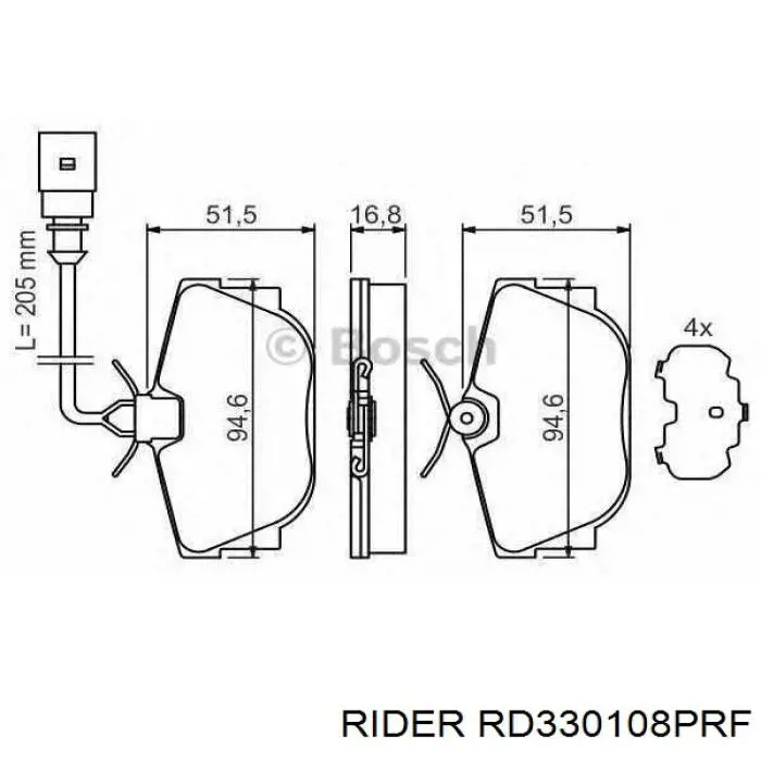 Колодки дисковые  Rider RD330108PRF цена, от 16.19 USD