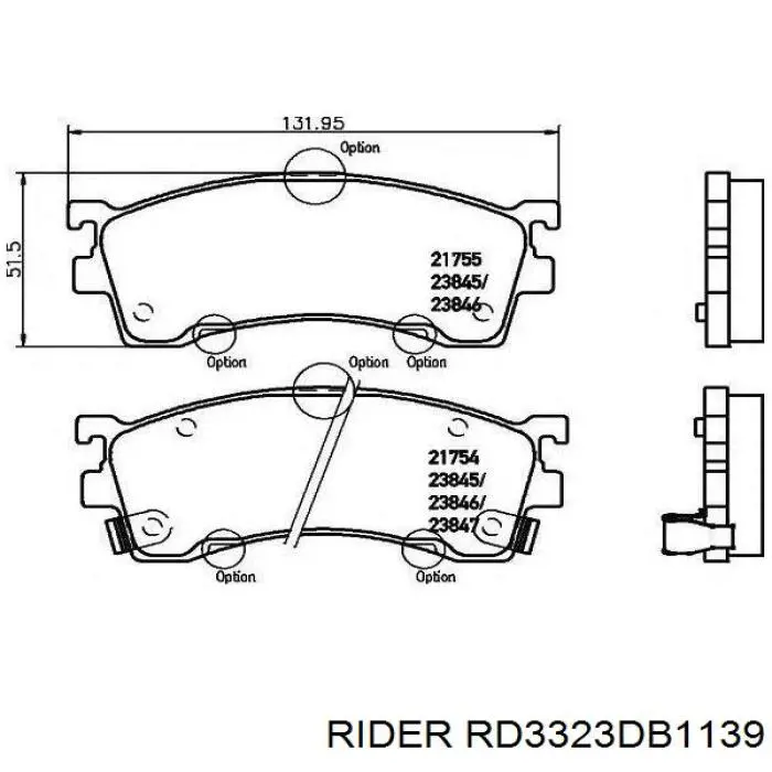 Передние тормозные колодки RD3323DB1139 Rider