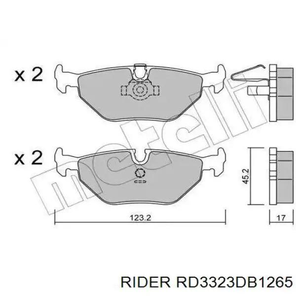 Задние тормозные колодки RD3323DB1265 Rider