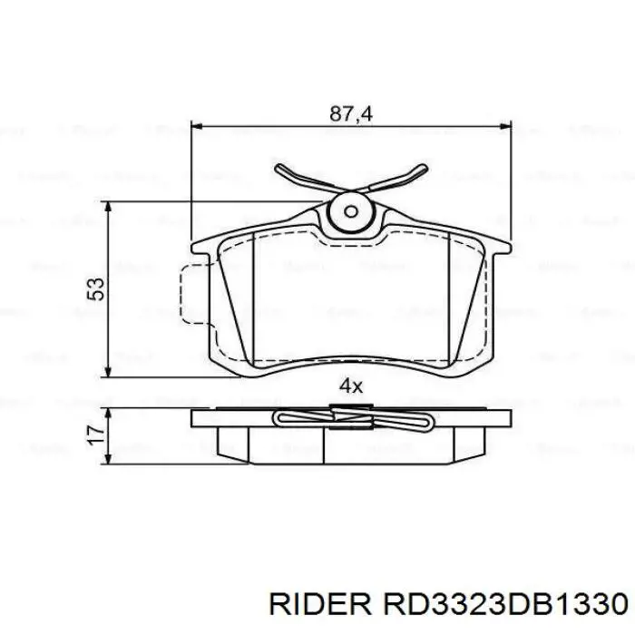 Задние тормозные колодки RD3323DB1330 Rider
