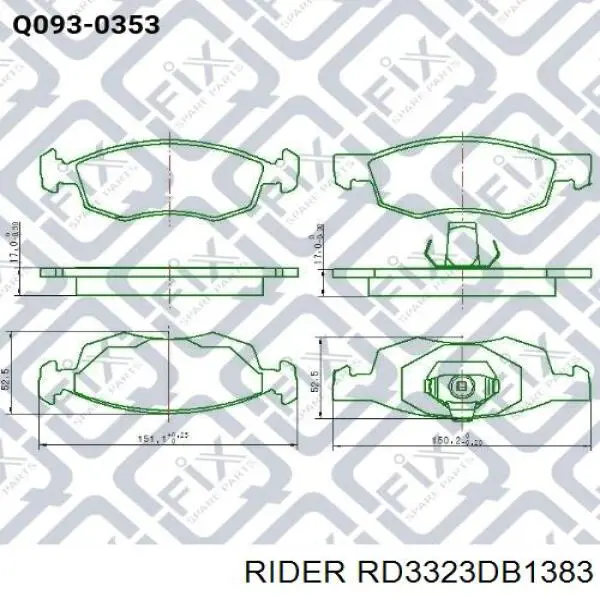 RD3323DB1383 Rider колодки тормозные передние дисковые