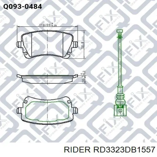 Задние тормозные колодки RD3323DB1557 Rider