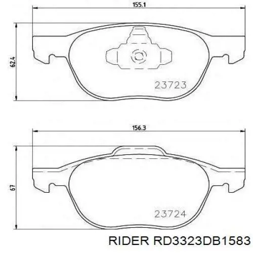 Колодки тормозные передние дисковые Rider RD3323DB1583