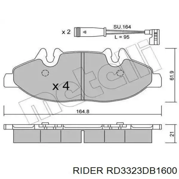 Колодки Rider RD3323DB1600 цена, от 33.03 USD