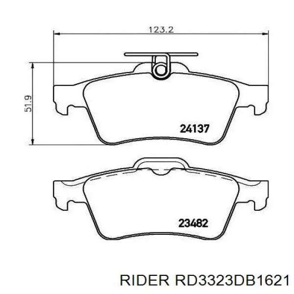 Колодки гальмові задні, дискові RD3323DB1621 Rider