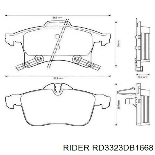 Колодки тормозные передние дисковые Rider RD3323DB1668