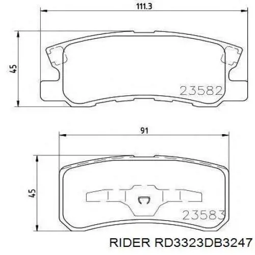 Задние тормозные колодки RD3323DB3247 Rider