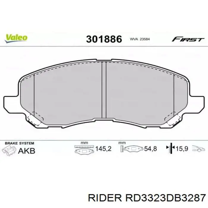 Колодки Rider RD3323DB3287 цена, от 23.40 USD