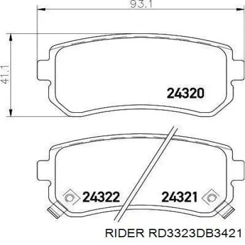 Задние тормозные колодки RD3323DB3421 Rider