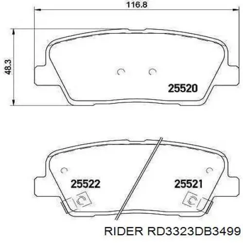 Купить RD3323DB3499 Rider Колодки тормозные задние, дисковые