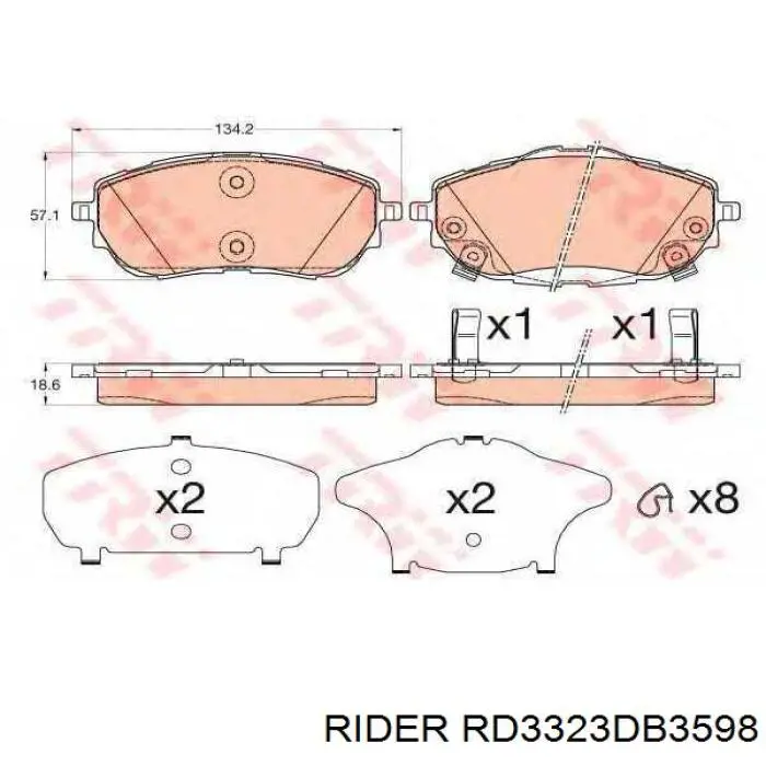Колодки Rider RD3323DB3598 цена, от 20.36 USD