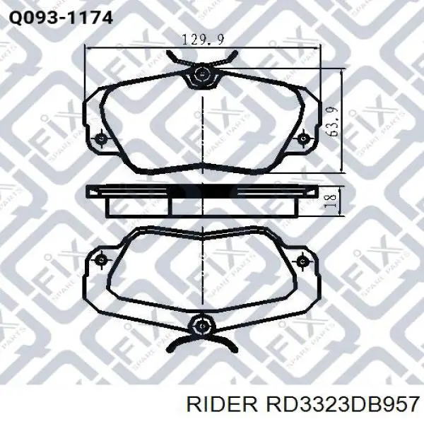 Колодки Rider RD3323DB957 цена, от 16.72 USD