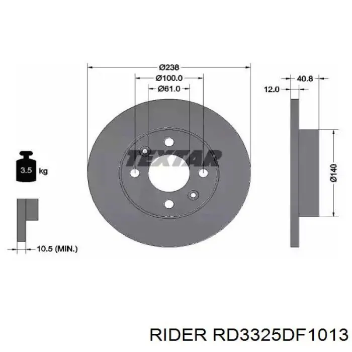 Передний тормозной диск Rider RD3325DF1013