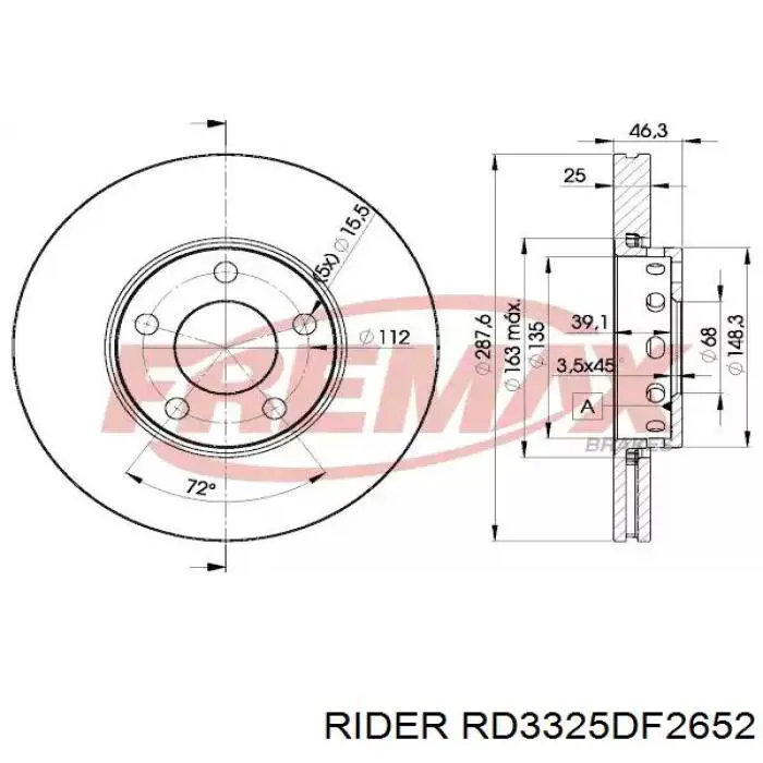Disco do freio dianteiro Rider RD3325DF2652 preço, a partir de 36,35 USD