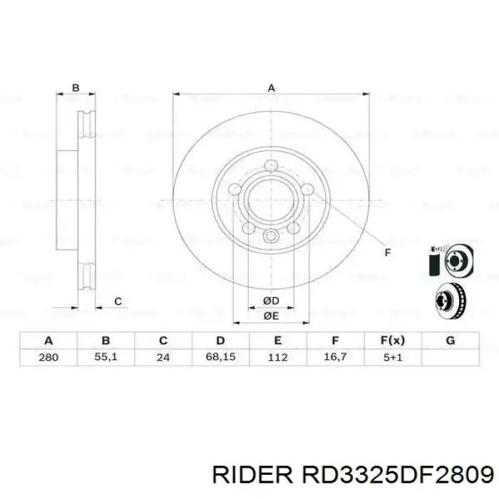 Тормоз дисковый передний Rider RD3325DF2809 цена, от 32.96 USD