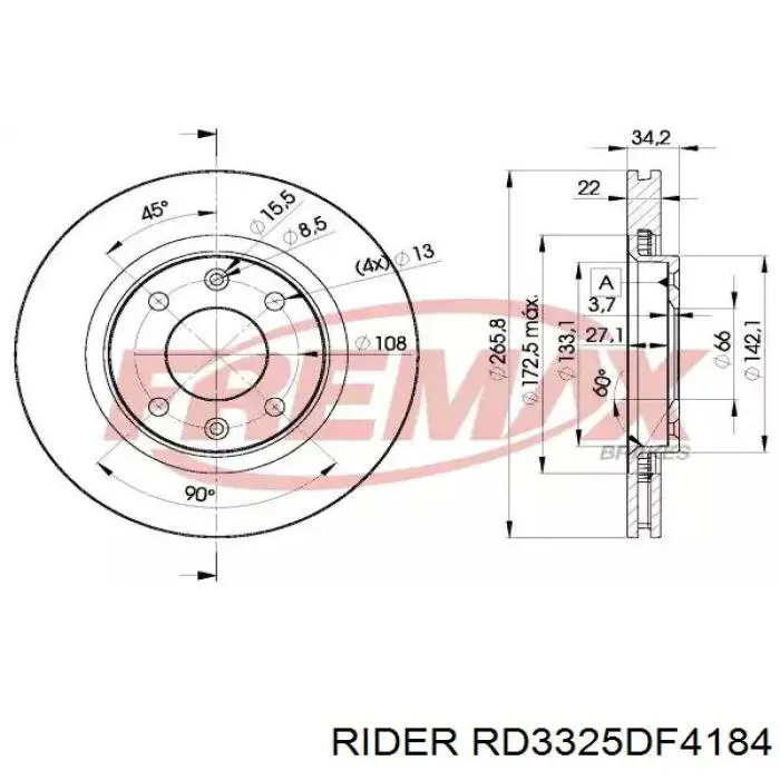 Передние тормозные диски RD3325DF4184 Rider