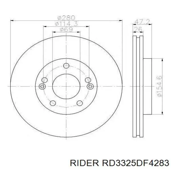 Freno de disco delantero RD3325DF4283 Rider