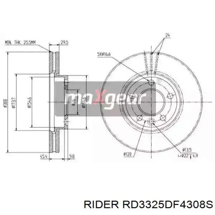 Купить RD3325DF4308S Rider Ротор тормозной