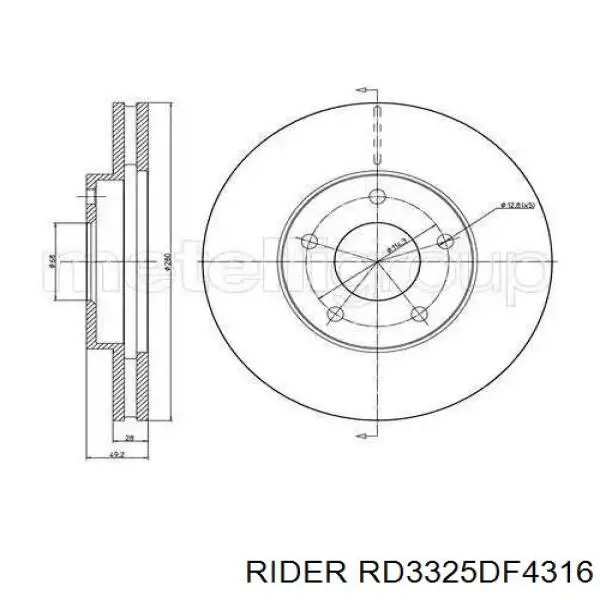 Купить RD3325DF4316 Rider Ротор тормозной