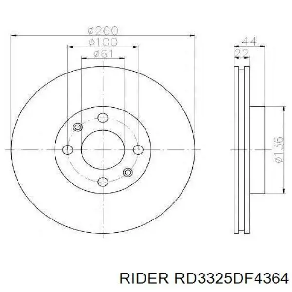 Freno de disco delantero RD3325DF4364 Rider