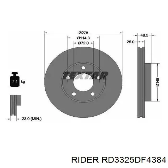 Тормоз дисковый передний Rider RD3325DF4384 цена, от 33.12 USD
