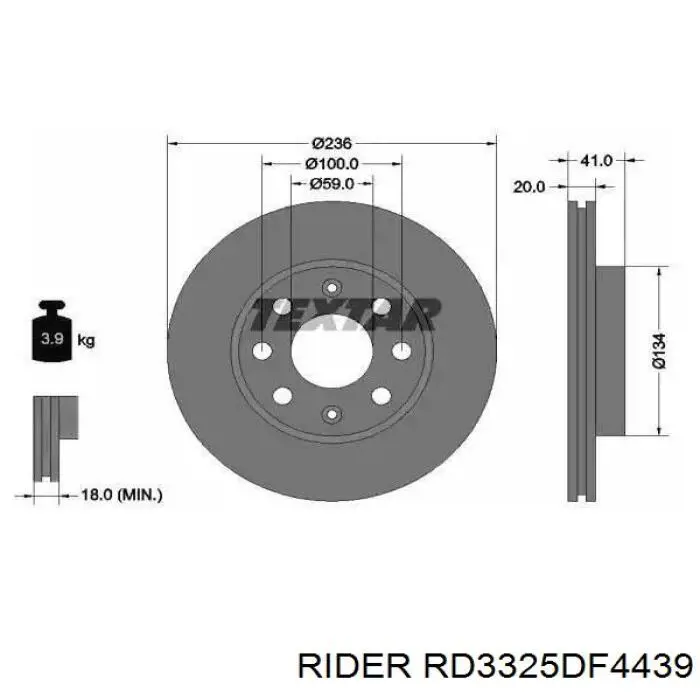 Передний тормозной диск Rider RD3325DF4439