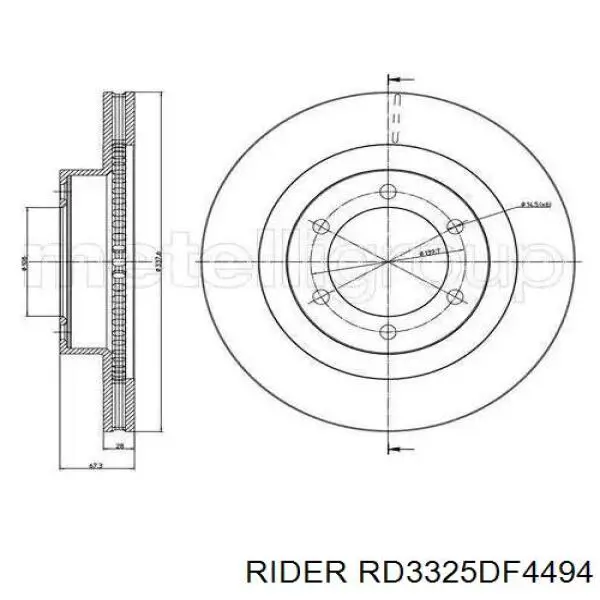 RD3325DF4494 Rider Диск тормозной передний