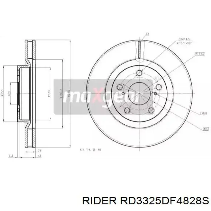 RD3325DF4828S Rider Диск тормозной передний