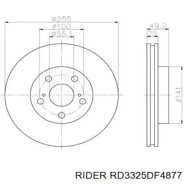 RD3325DF4877 Rider передние тормозные диски