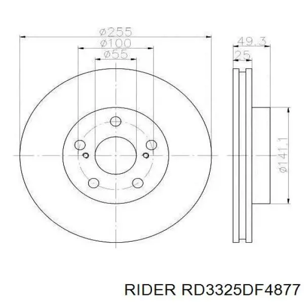 Тормоз дисковый передний Rider RD3325DF4877 цена, от 32.67 USD
