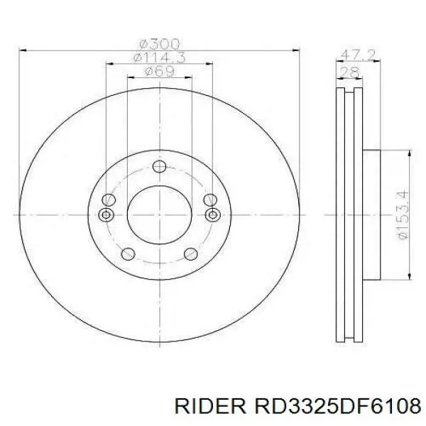 RD3325DF6108 Rider Диск тормозной передний