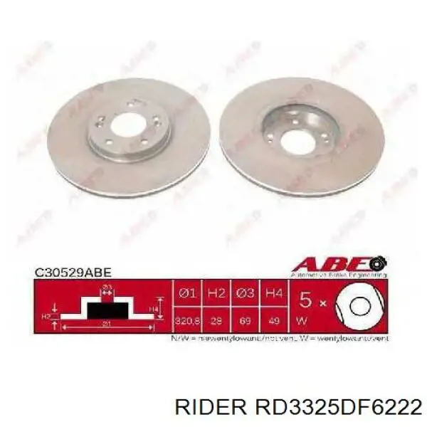 Передние тормозные диски RD3325DF6222 Rider