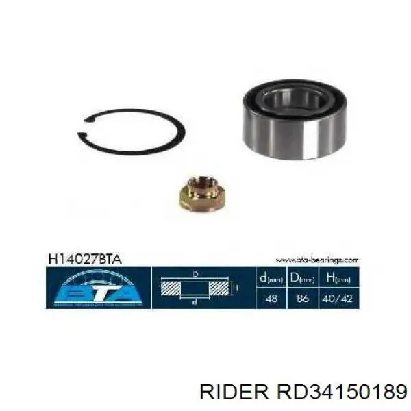 Подшипник ступицы RD34150189 Rider