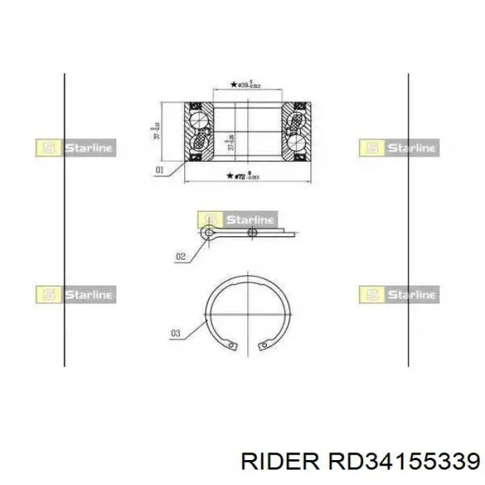 Комплект подшипника ступицы колеса Rider RD34155339 цена, от 10.23 USD