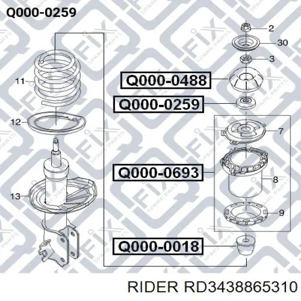 Купить RD3438865310 Rider Опорный подшипник амортизатора