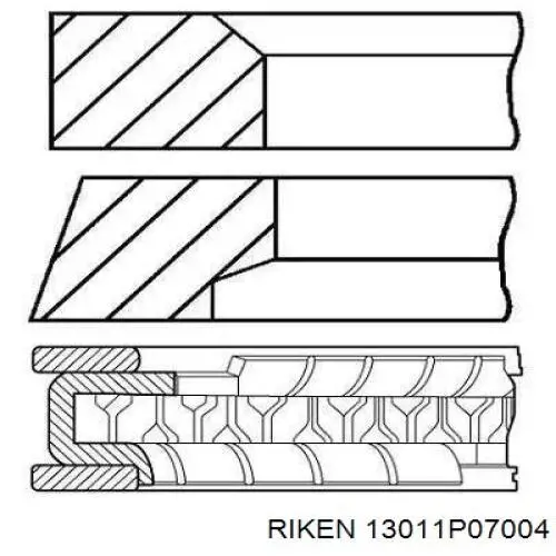 Комплект поршневых колец на 1 цилиндр, стандарт 13011P07004 Honda
