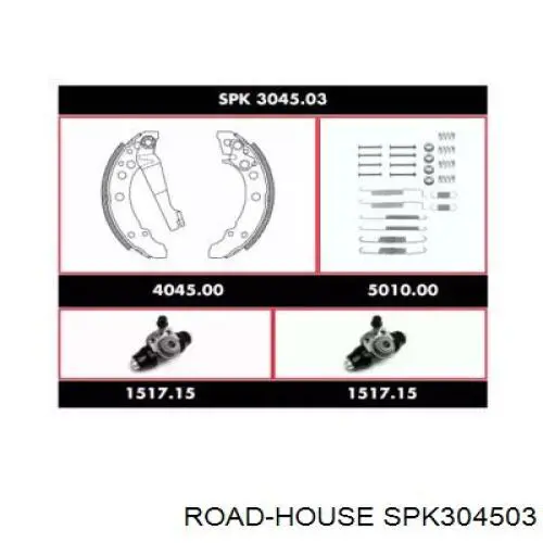 SPK 3045.03 Road House колодки тормозные задние барабанные, в сборе с цилиндрами, комплект