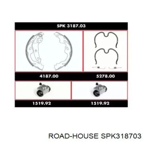 BSK210402 Open Parts sapatas do freio traseiras de tambor, montadas com cilindros, kit