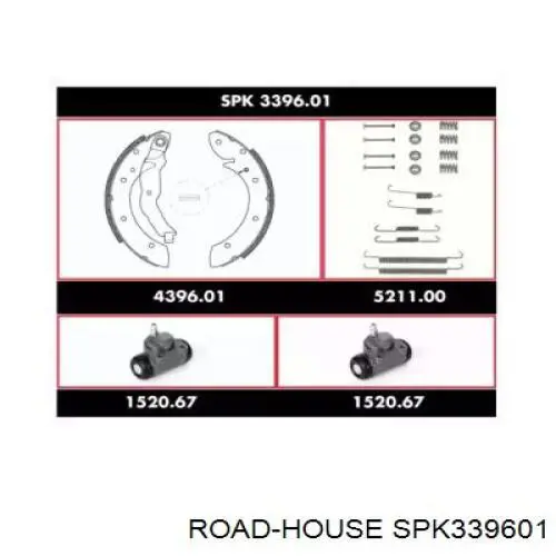 SPK 3396.01 Road House колодки тормозные задние барабанные, в сборе с цилиндрами, комплект