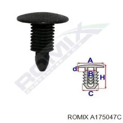 Пистон крепления подкрылок A175047C Romix