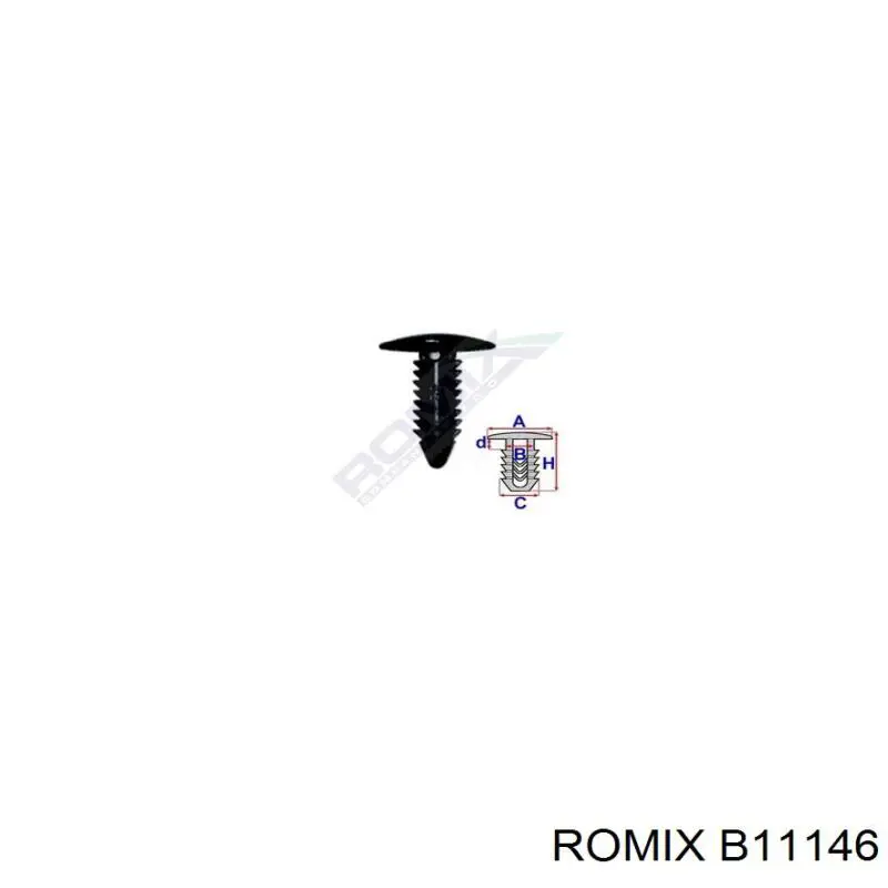 Пистон (клип) крепления бампера заднего Romix B11146